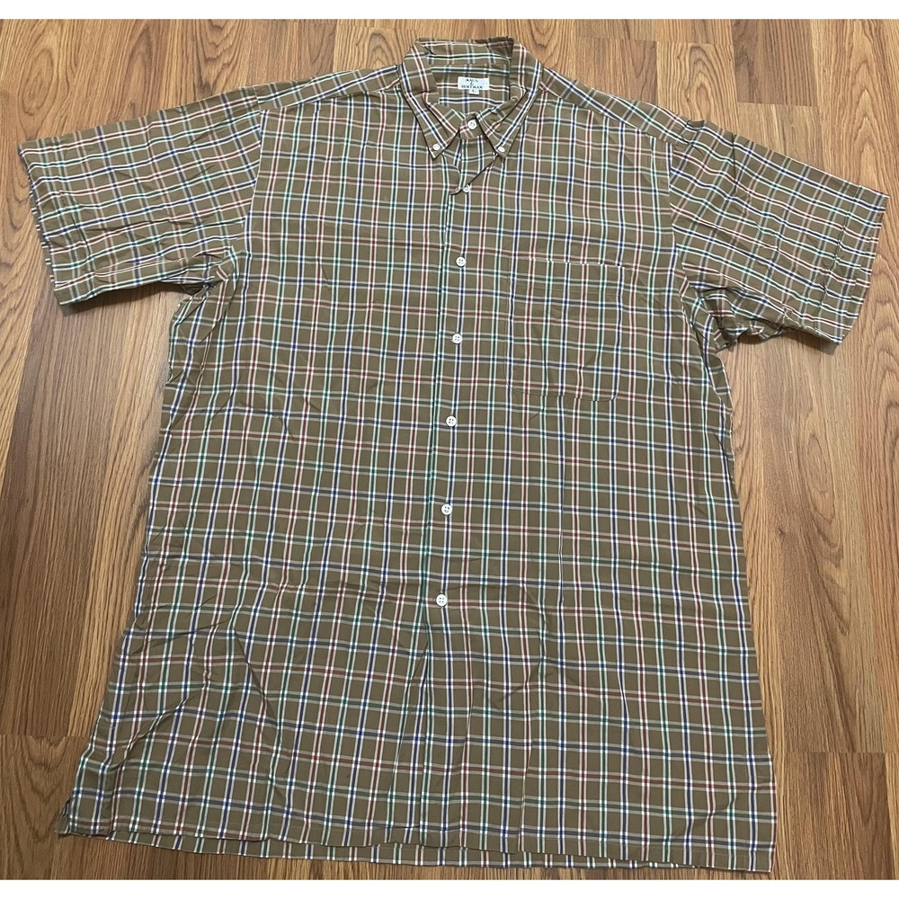 Maus & Hoffman Shirt Mens Large Plaid Button Down Made In USA Woven